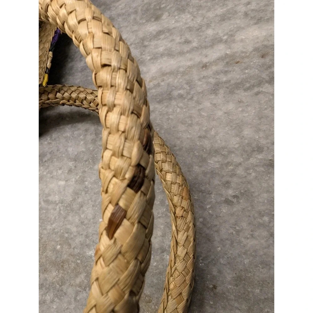 Banago Blue Geometric Olivia Tote Handwoven Palm Leaf Beach Market Bag NWT